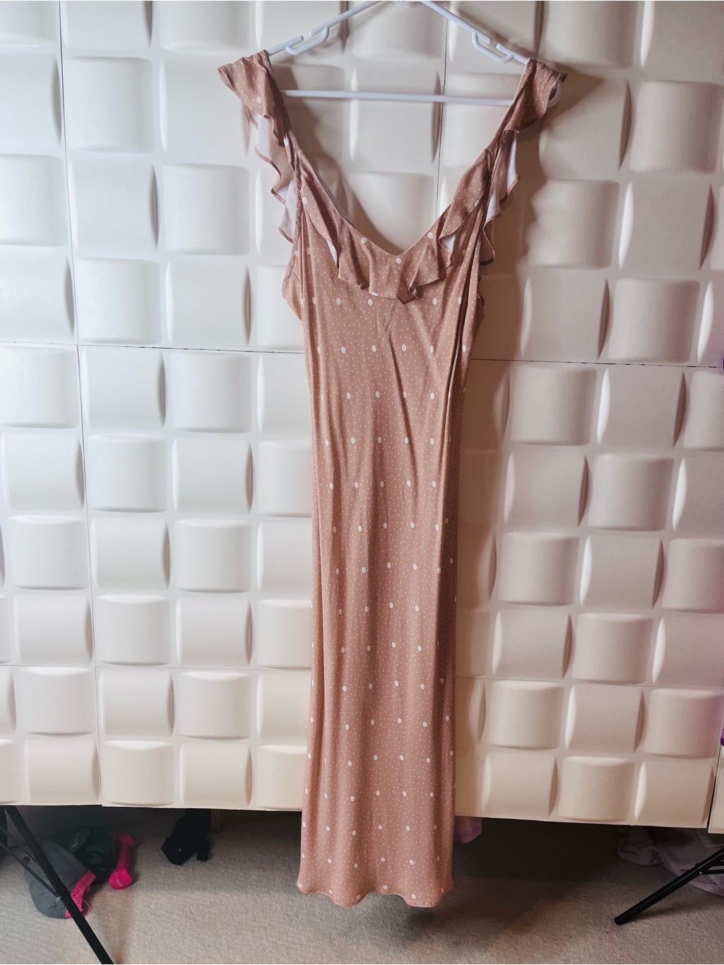 Monte Blush Polka Dot Ruffle Strap Slip Dress — image 2 of 5